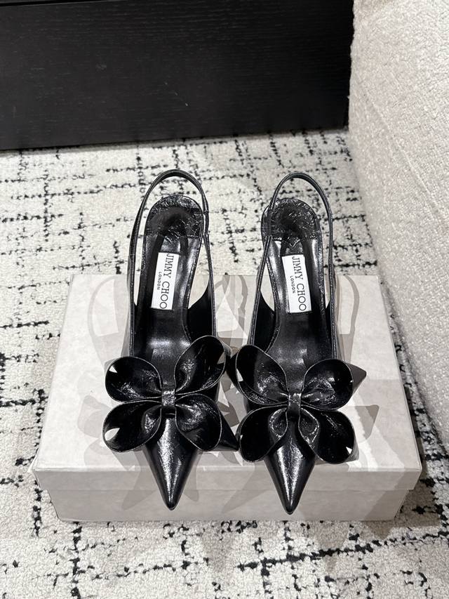 Premium Quality Jimmy Choo Zhou Yangjie 25 Staz Pointed Toe Bow Mule High Heels