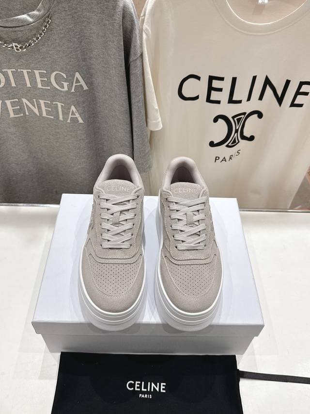 High-Heeled Version, Thick Sole Celine*Seline 2025Ss New Logo Lace-Up Thick Sole