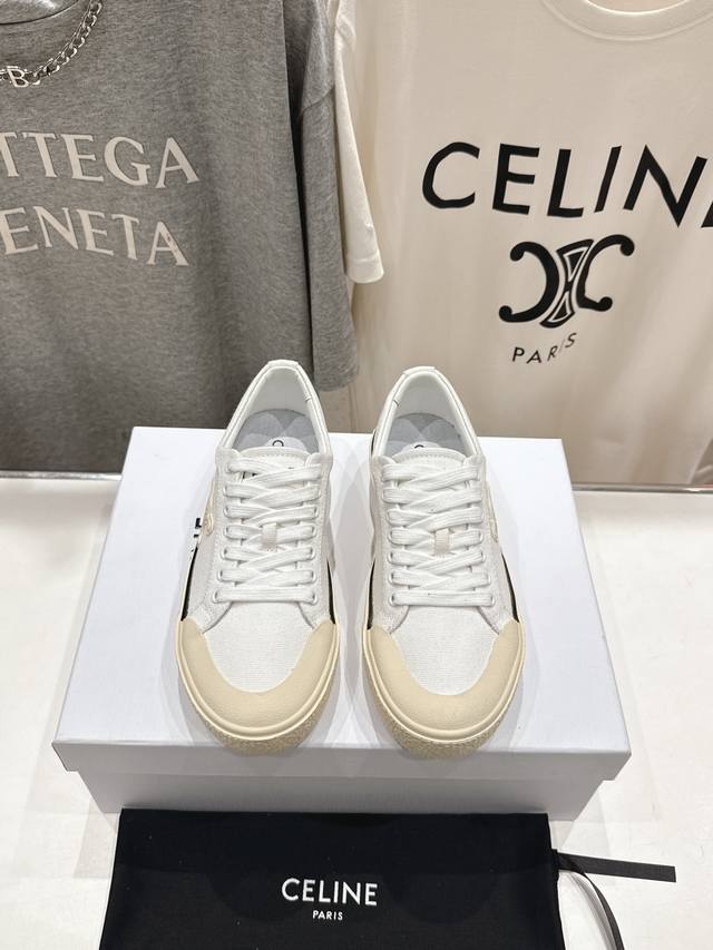High-End Version, Thick Sole Celine* 2025 Ss Spring/Summer Runway New White Canv