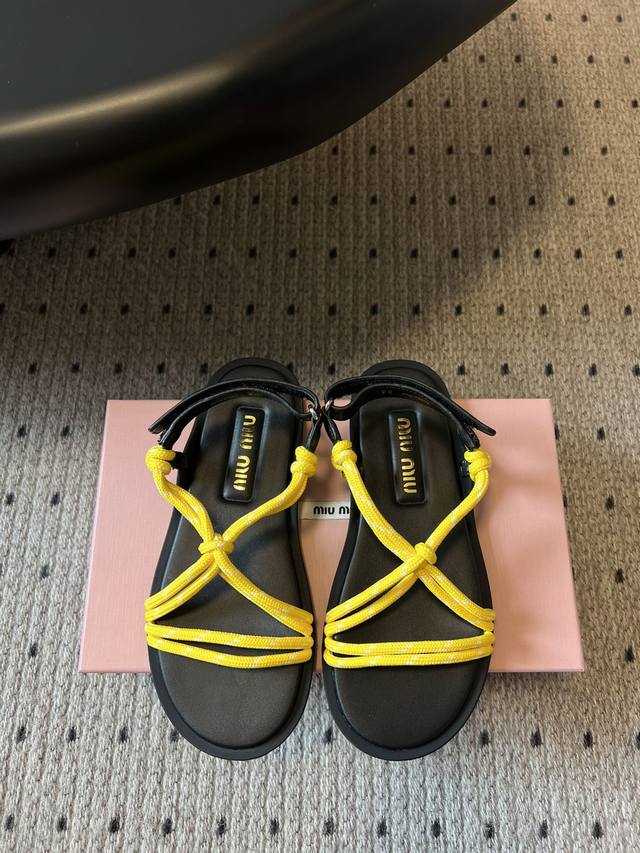 Top-Quality Miu Miu 25Ss Minimalist Rope-Knot Sandals. Don't Let The Simplicity