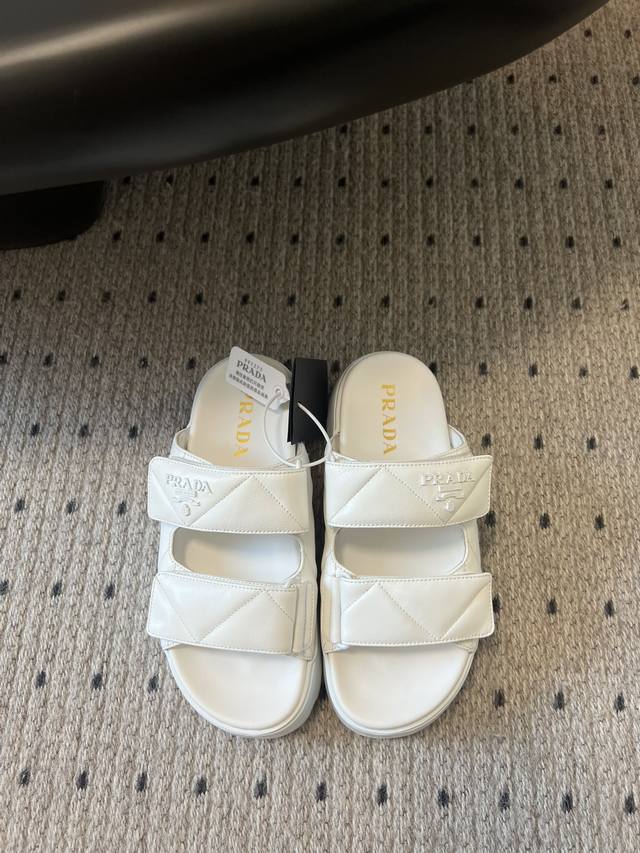 Batch Of Sandals, Sandals 295 Prad* 25Ss Thick-Soled Magic Tape Two-Strap Sandal