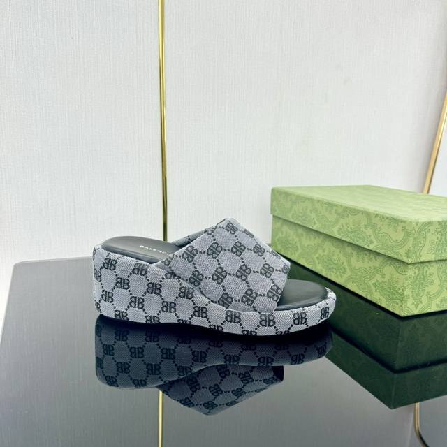 Factory Price Pp *Balenciaga Summer New Arrival Thick-Soled Heeled Slippers With