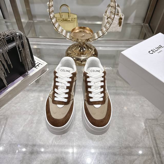 Factory-Made Thick Sole Celine*Seline 2025Ss New Logo Lace-Up Thick Sole Casual