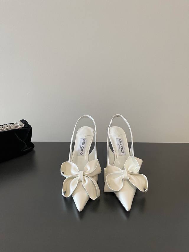 Jimmy Choo's Latest Large Bow Fashion High-Heeled Elegant Slippers, Meticulously