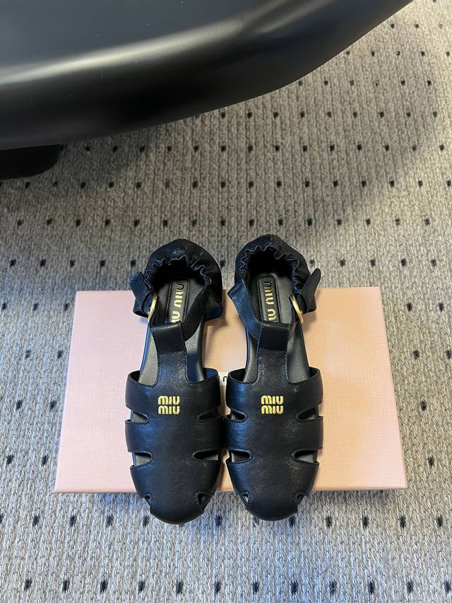 Miu Miu 25Ss Early Spring New Arrival Runway New Style Roman Mary Jane Ballet Sh
