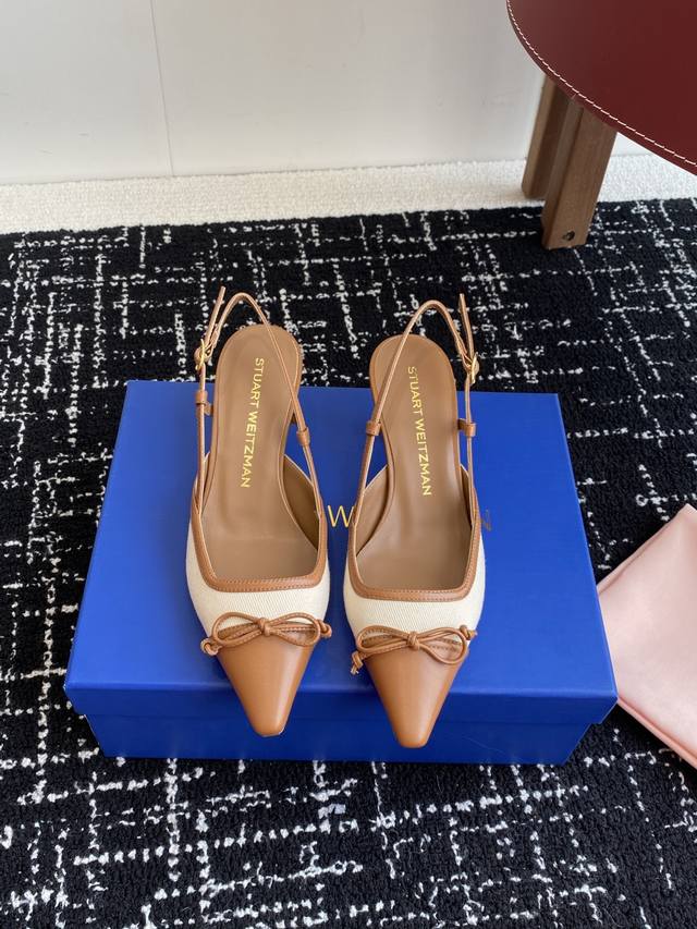 Premium Grade Sw25 Store-Synchronized Summer Pointed-Toe Mid-Heel Color-Block Sa