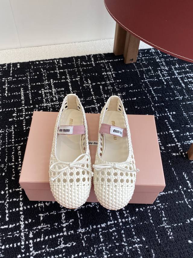 Premium-Grade Miu Miu Miu Miu 25Ss Spring/Summer New Arrival Mesh Ballet Shoes M