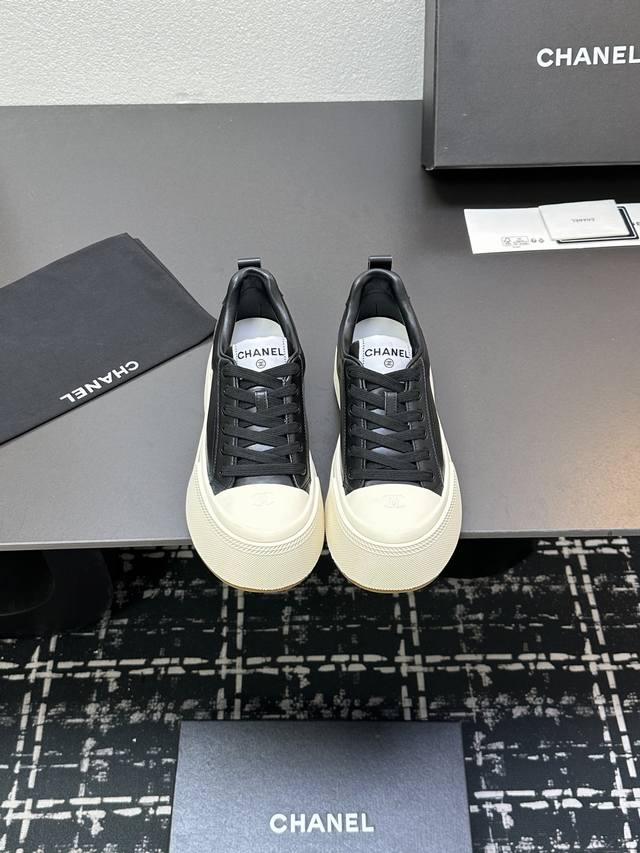 Thick-Soled Leather Upper Chan*L Early Spring New Arrival Blockbuster Hit Oversi