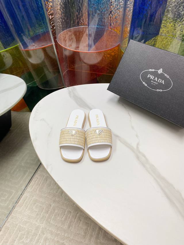 Factory Prada 25Ss New Spring/Summer Prada Woven Slippers Modern Lines And Raw A