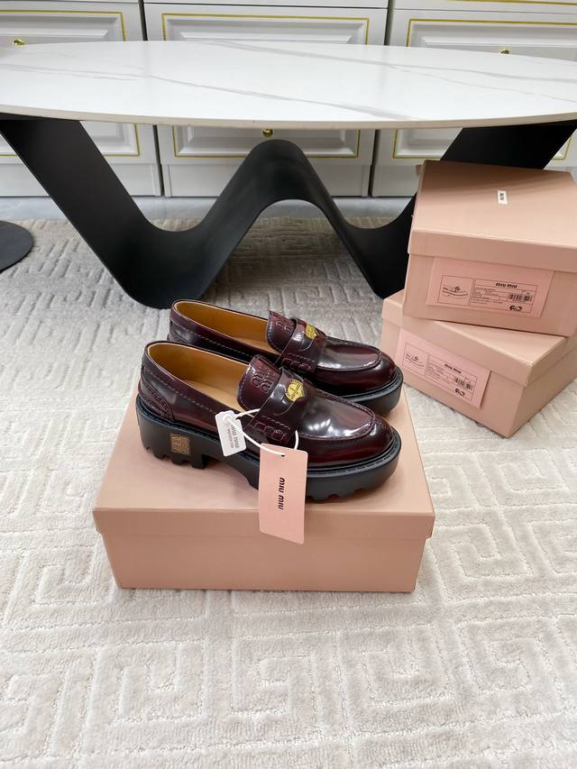 Factory Direct Purchase Grade Miu Miu 24Ss Autumn/Winter Lace-Up Thick-Soled Coi