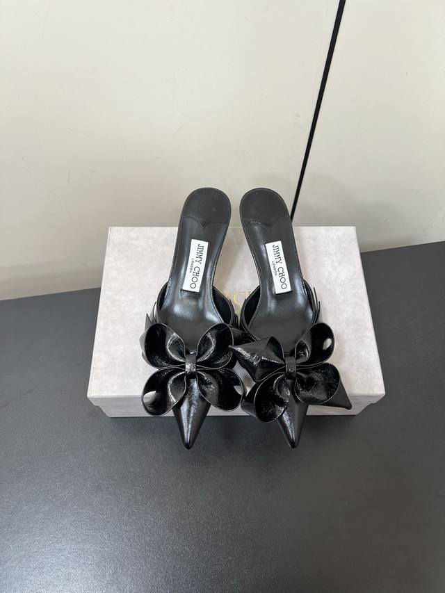 Jimmy Choo Staz Pointed-Toe Bow-Knot Mule High-Heel Shoes Staz Sling Back 70 Ser