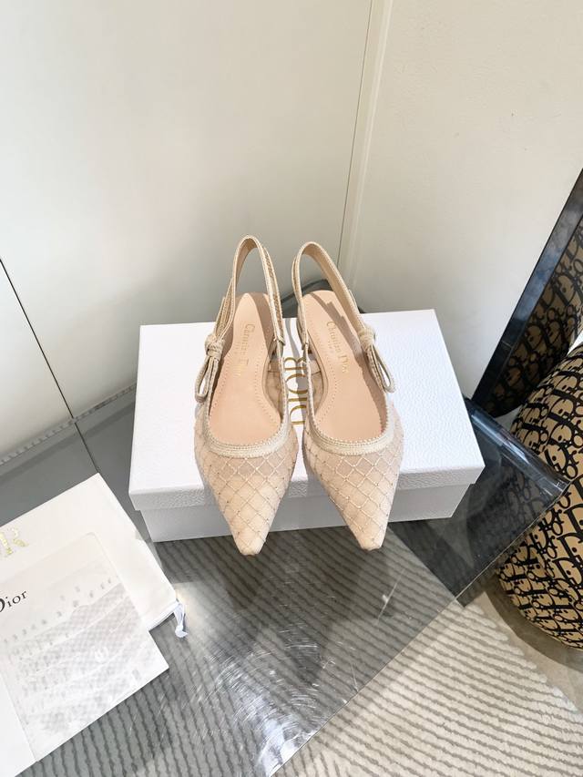 J'adior Woven Strap Women's Shoes Dior Spring/Summer Runway New Crystal Shoes Bl