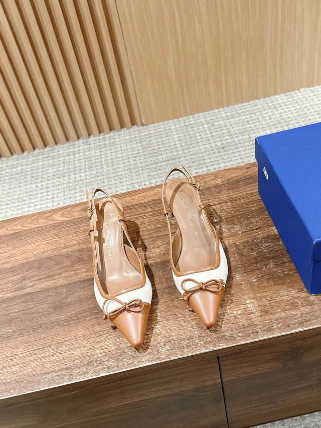 Made In Dongguan #Siti Weiman New Summer Pointed-Toe Mid-Heel Color-Block Sandal