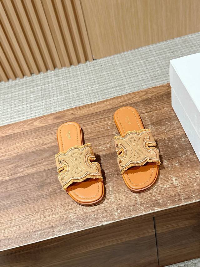 Sylin New Denim Cowboy Slippers, Arc De Triomphe Design, Truly Elegant And Fashi
