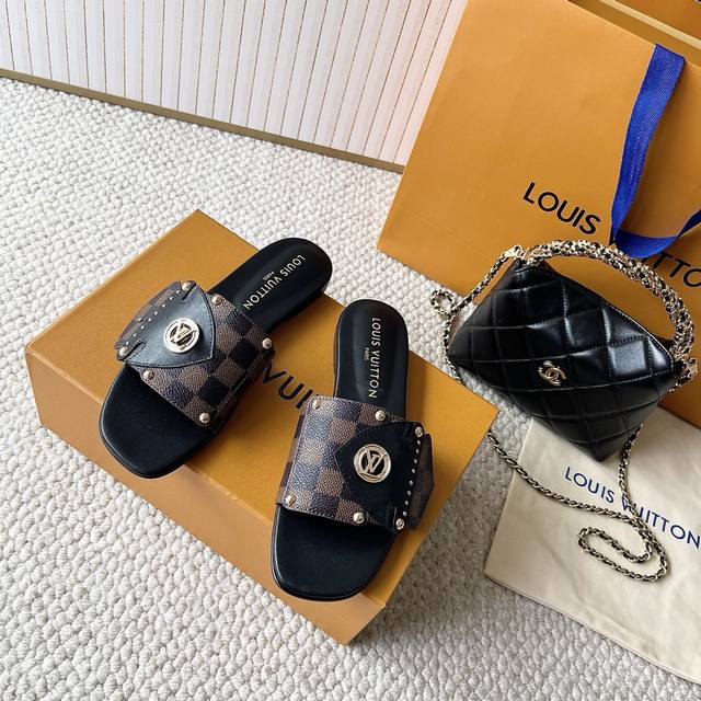 Flat High Loui* Vuitto* L Donkey Brand New Year's New Arrival Vintage Checkered