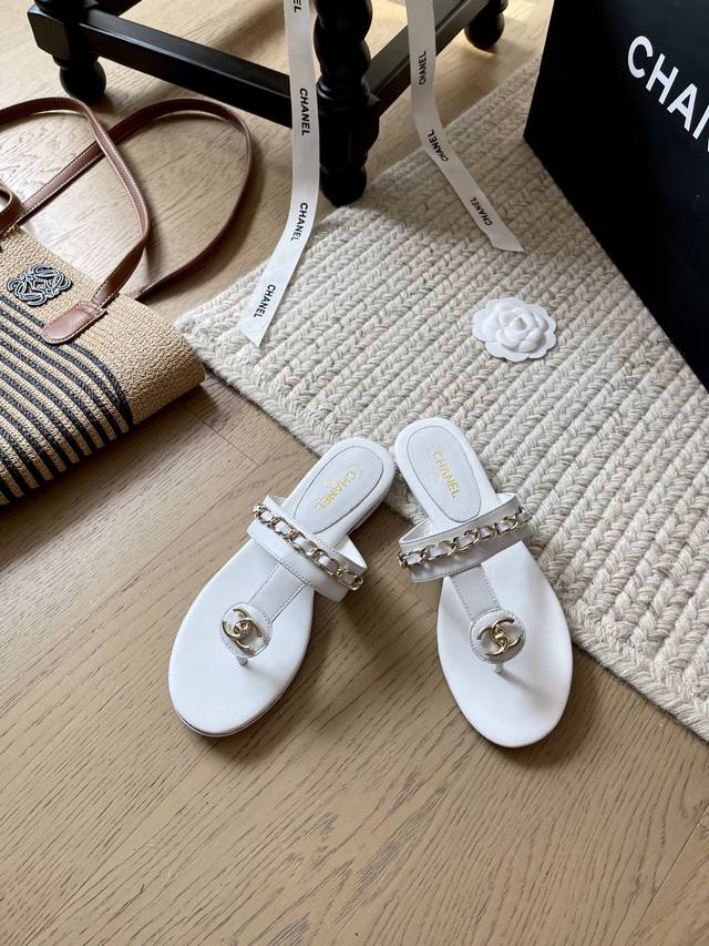 Chanel 25P New Flat Thong Sandal Series! Top-Tier Version! Limited Release! Uppe