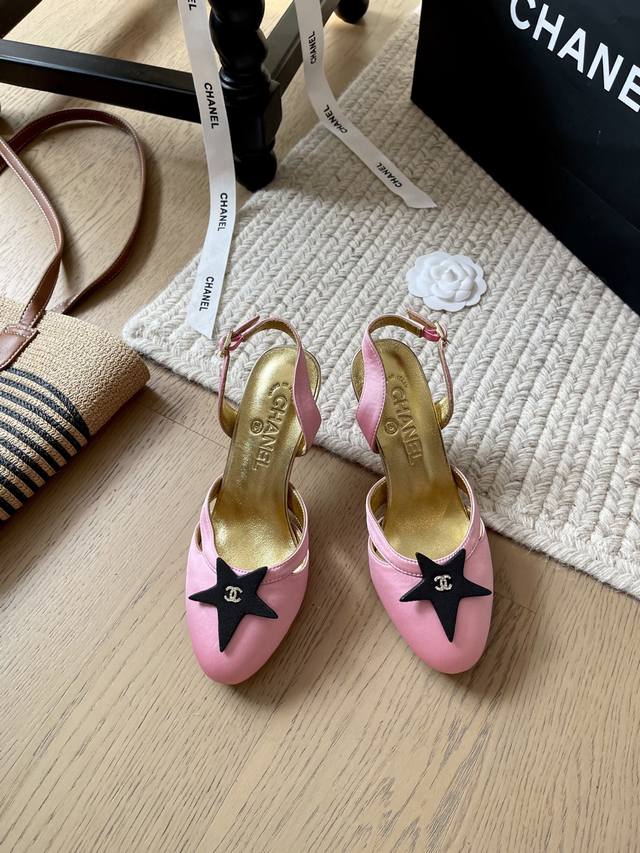 Chanel 25P New Star-Print High-Heel Shoes! Top-Tier Version! Silk Upper, Sheepsk