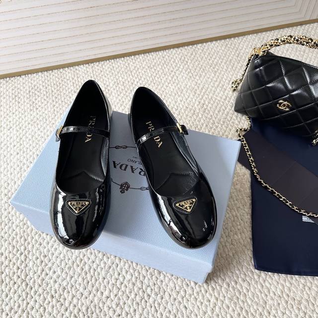 Imported Version Prada 25Th Anniversary New Model P-Style Retro Mary Jane Flats
