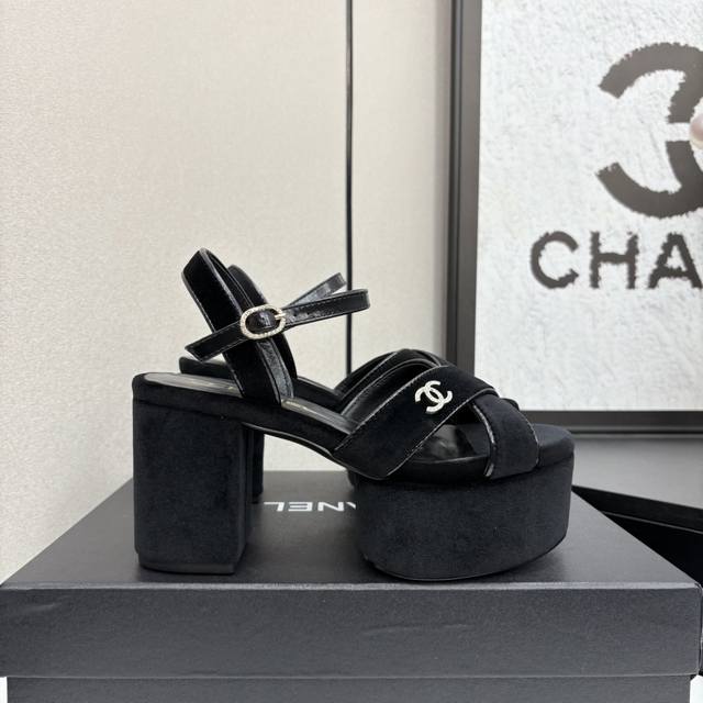 Chanel~~Summer-Style Waterproof Platform Chunky Heel Sandals~~The Shoe Upper Fea