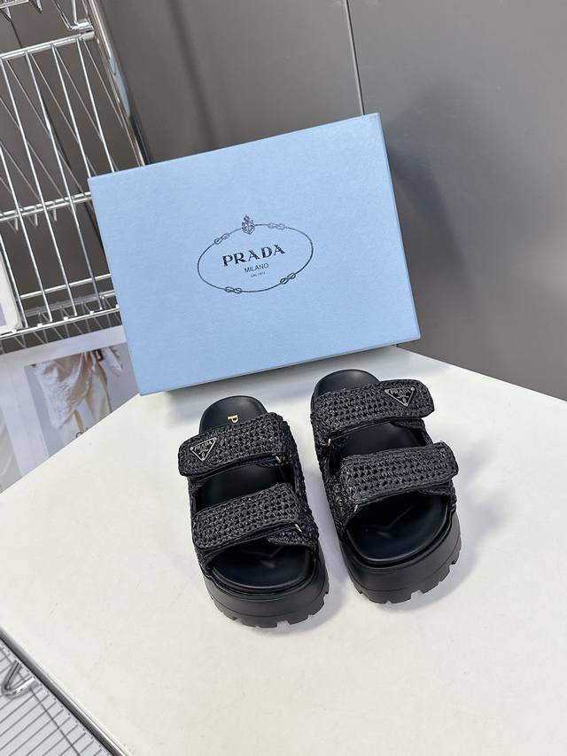 Prada Spring/Summer New Arrival Triangle Logo Thick-Soled Sandals, Highly Recomm
