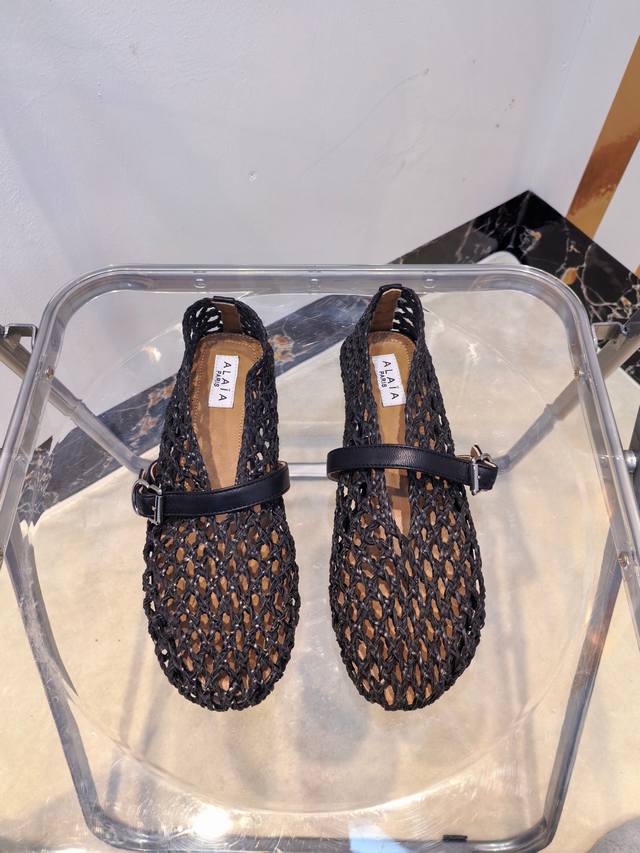 2025Alaia New-Style Woven Mesh Ballet Flats Upper: Original Special Material Lin