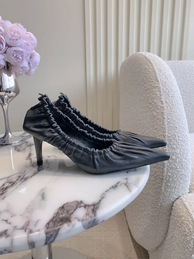 Slippers Single Shoes Balenciaga* Pleated Lambskin High Heels Bold Colors That L