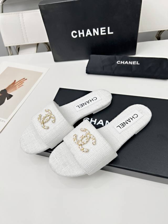 Chanel Chanel New Model Slippers, Official Store, Sheepskin Upper, Lambskin Lini