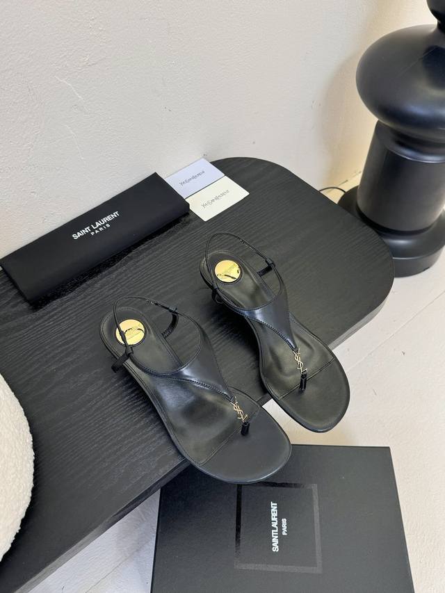 Saint Laurent* 25Ss Ysl Lace-Up Strappy Heeled Sandals Only Ysl Can Make Flat Sh