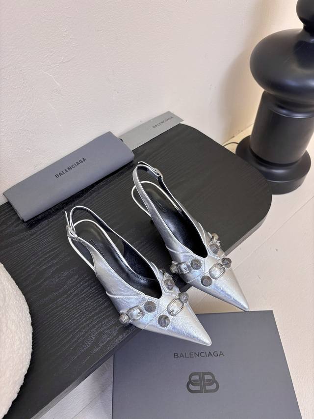 Balenciaga* 2025 Spring/Summer New Arrival Punk-Style High-Heel Sandals With Poi