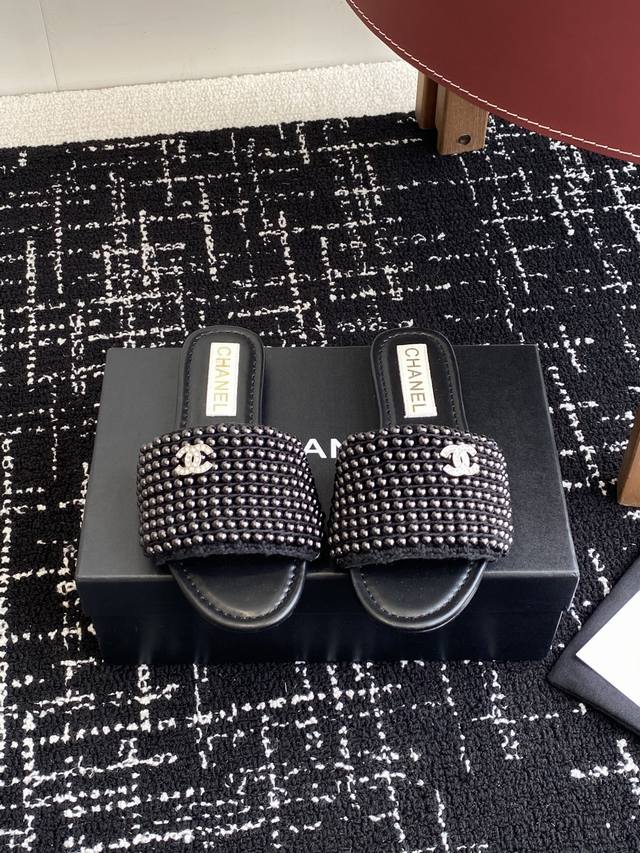 Premium Quality Chanel Mini Chanel 25Ss Spring/Summer New Arrival Pearl Flip-Flo