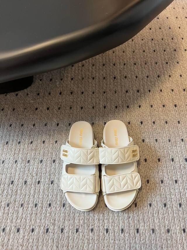 Miu Mi* 25 Two-Strap Raffia-Woven Sandal Flip-Flops Miumi* Spring/Summer New Fla
