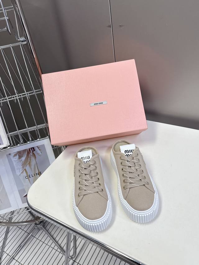 Miumiu Miu Miu Spring/Summer Runway-Inspired Cookie Shoes, Thick-Soled Shoes,Sne