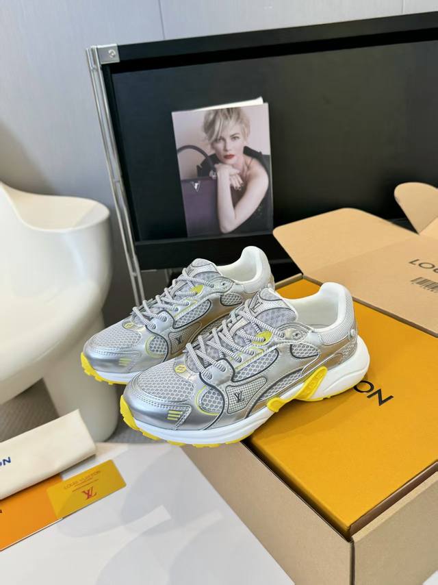 Lv Couple's Matching Sneakers, Now Available On Official Website Fabric, Made Wi