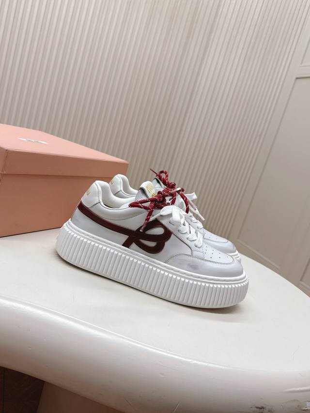 Miumiu | Miu Miu 2025 New Arrival Thick Sole Retro-Inspired Casual Cookie-Style