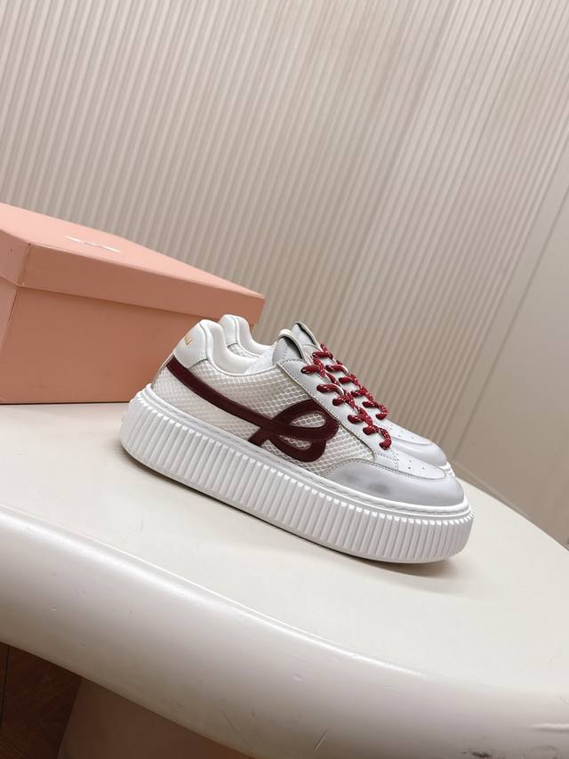 Miumiu | Miu Miu 2025 New Arrival Thick Sole Retro-Inspired Casual Cookie-Style