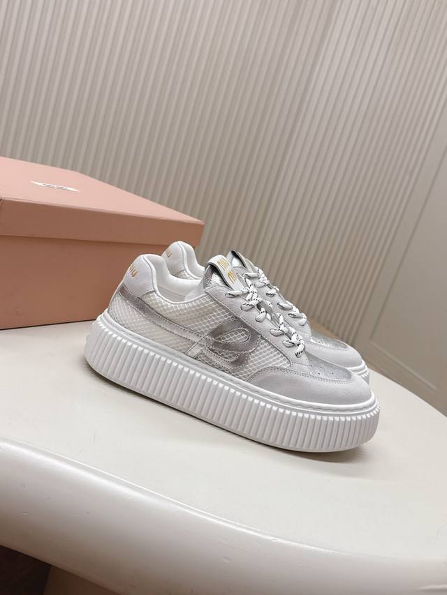 Miumiu | Miu Miu 2025 New Arrival Thick Sole Retro-Inspired Casual Cookie-Style