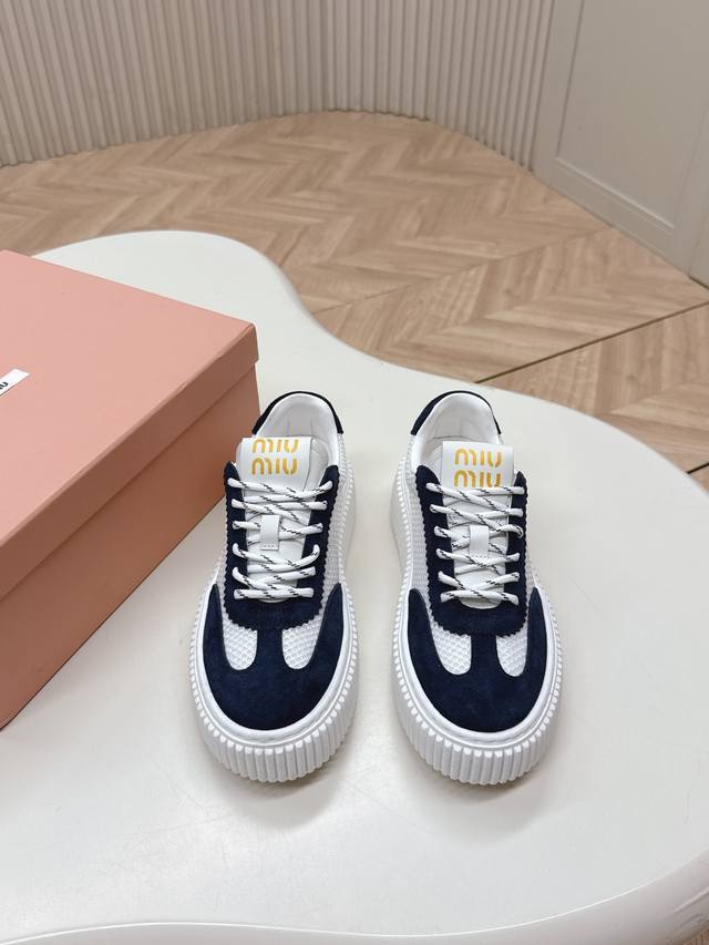 Miumiu | Miu Miu 2025 New Arrival Thick Sole Retro-Inspired Casual Cookie-Style