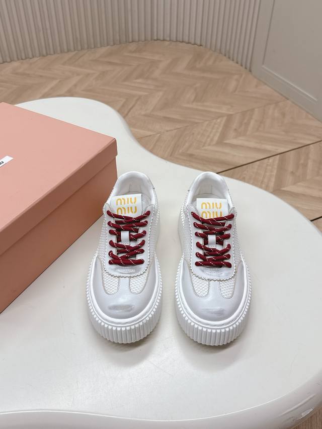 Miumiu | Miu Miu 2025 New Arrival Thick Sole Retro-Inspired Casual Cookie-Style