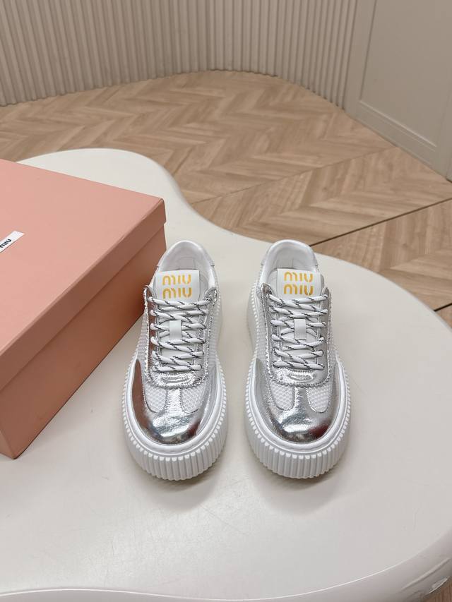 Miumiu | Miu Miu 2025 New Arrival Thick Sole Retro-Inspired Casual Cookie-Style