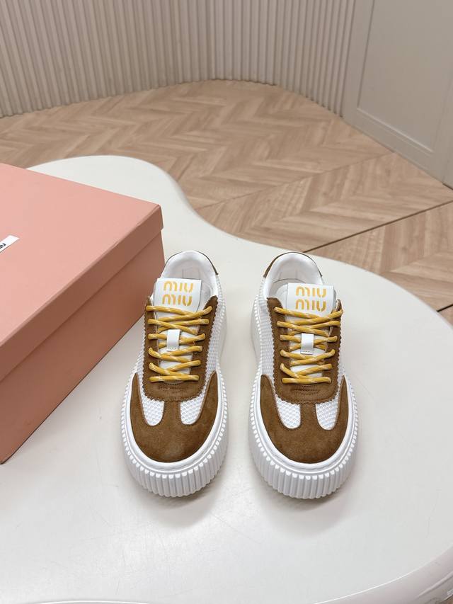 Miumiu | Miu Miu 2025 New Arrival Thick Sole Retro-Inspired Casual Cookie-Style