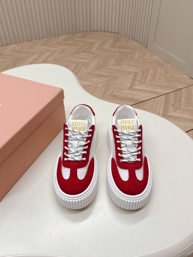 Miumiu | Miu Miu 2025 New Arrival Thick Sole Retro-Inspired Casual Cookie-Style