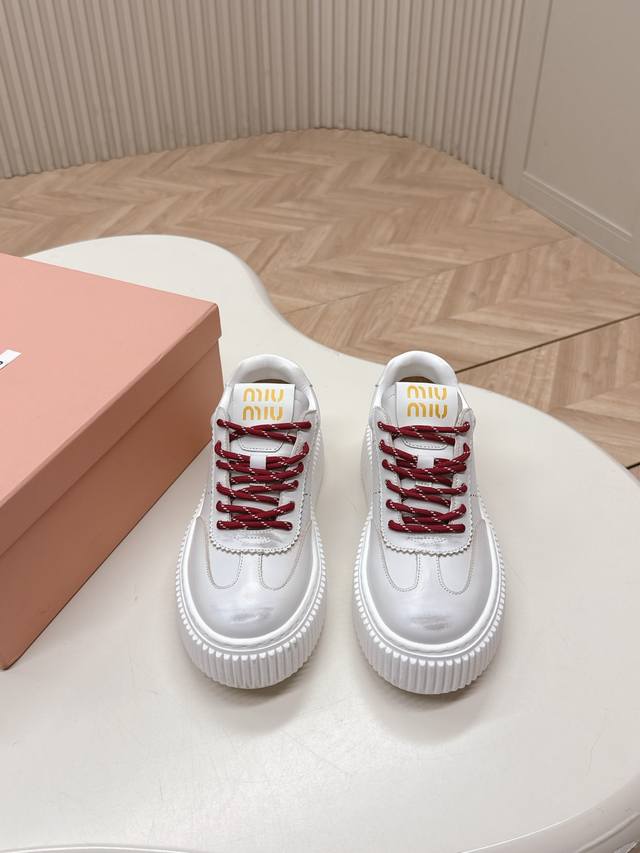 Miumiu | Miu Miu 2025 New Arrival Thick Sole Retro-Inspired Casual Cookie-Style