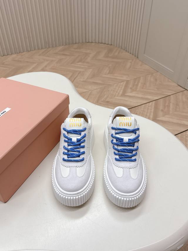 Miumiu | Miu Miu 2025 New Arrival Thick Sole Retro-Inspired Casual Cookie-Style