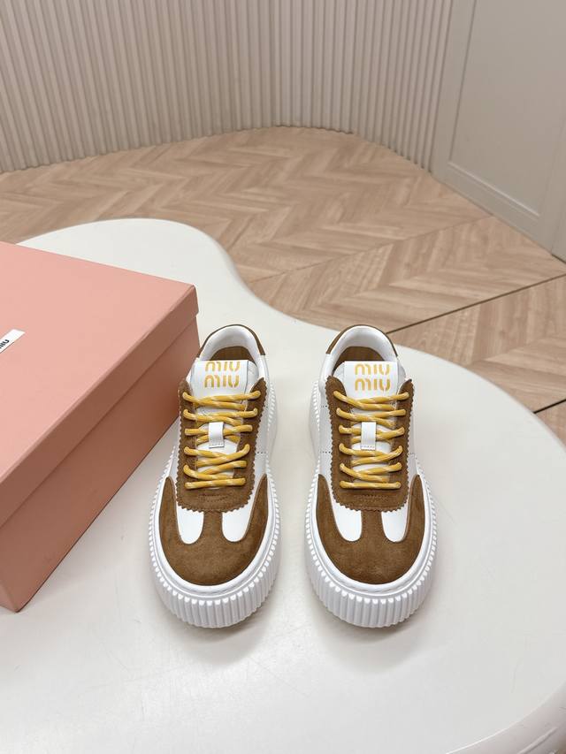 Miumiu | Miu Miu 2025 New Arrival Thick Sole Retro-Inspired Casual Cookie-Style