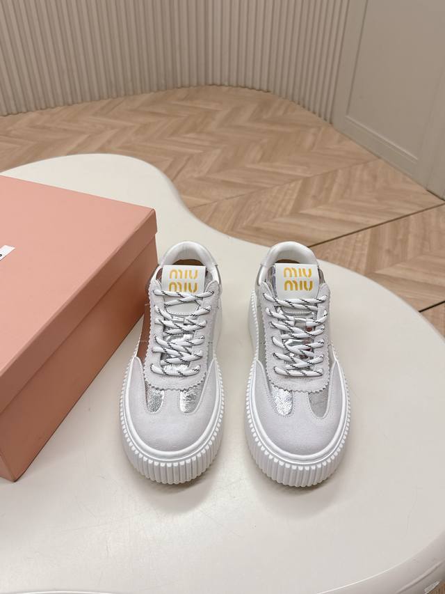 Miumiu | Miu Miu 2025 New Arrival Thick Sole Retro-Inspired Casual Cookie-Style