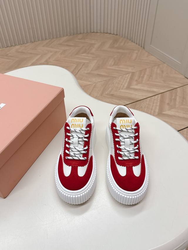 Miumiu | Miu Miu 2025 New Arrival Thick Sole Retro-Inspired Casual Cookie-Style