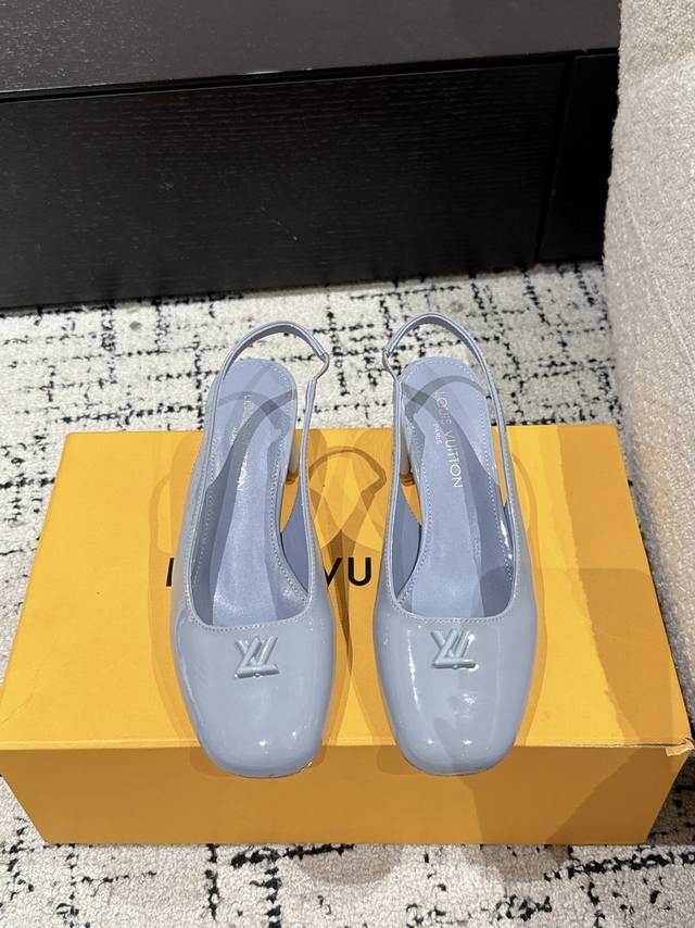 Louis Vuitton 25 Swing Latest Round-Toe Open-Back 5.5-Inch Chunky Heel Mary Jane