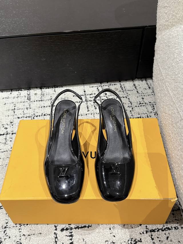 Louis Vuitton 25 Swing Latest Round-Toe Open-Back 5.5-Inch Chunky Heel Mary Jane