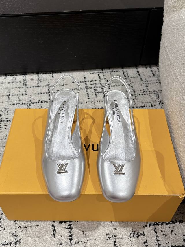 Louis Vuitton 25 Swing Latest Round-Toe Open-Back 5.5-Inch Chunky Heel Mary Jane