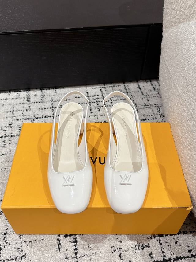 Louis Vuitton 25 Swing Latest Round-Toe Open-Back 5.5-Inch Chunky Heel Mary Jane